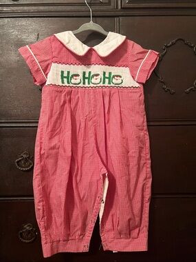 Red Gingham 'HO HO HO' One-Piece for Kids